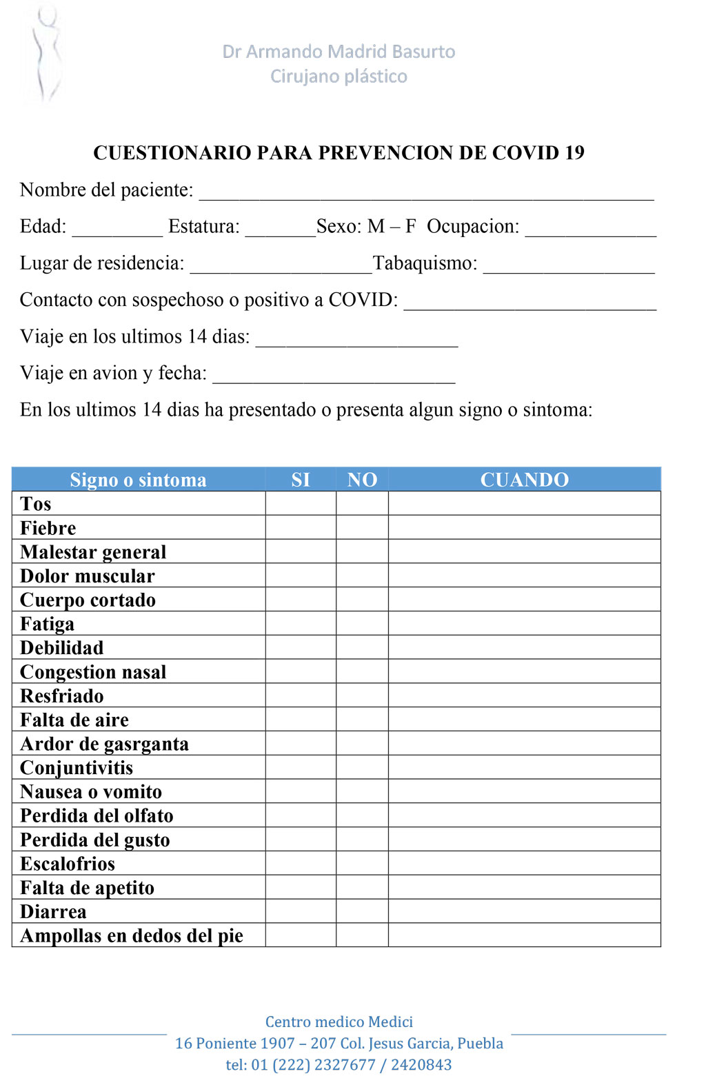 Cirugía Plástica segura en tiempos de Coronavirus